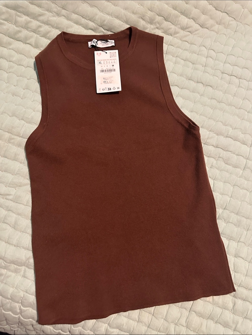 Zara Brown Sleeveless Ribbed Tank